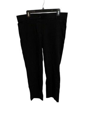 Betabrand Women's XL Black Straight Leg Mid-Rise Dress Pants Faux Pockets Slim